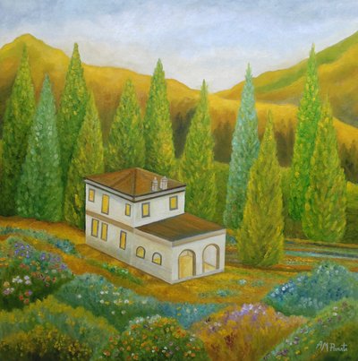 Haus auf toskanischem Hügel von Angeles M. Pomata