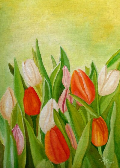 Lebendige Frühlings-Tulpen von Angeles M. Pomata