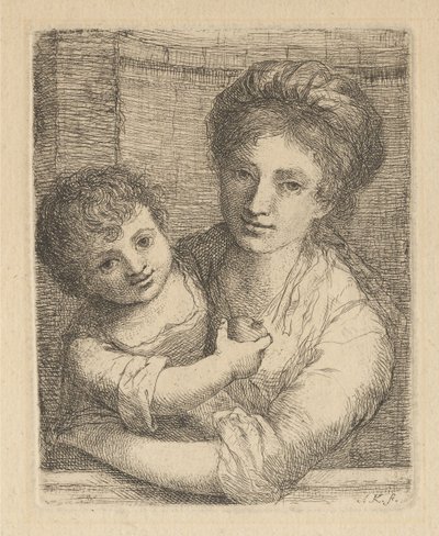 Mutter hält ein Kind mit einem Apfel von Angelica Kauffmann