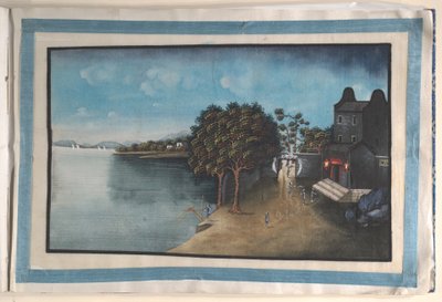 Album mit zwölf Gemälden von Szenen entlang eines Flusses von Anglo-Chinese School