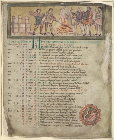 Erwärmen und Schmieden, November aus einem Kalender, Winchester (?) zweites Viertel des 11. Jahrhunderts von Anglo Saxon