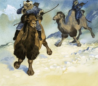 Mongolische Krieger auf Kamelen von Angus McBride
