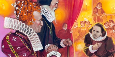 Shakespeare wird Königin Elizabeth I. vorgestellt von Angus McBride