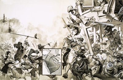 Die Schlacht zwischen Sarazenen und Mauren im Jahr 635 von Angus McBride