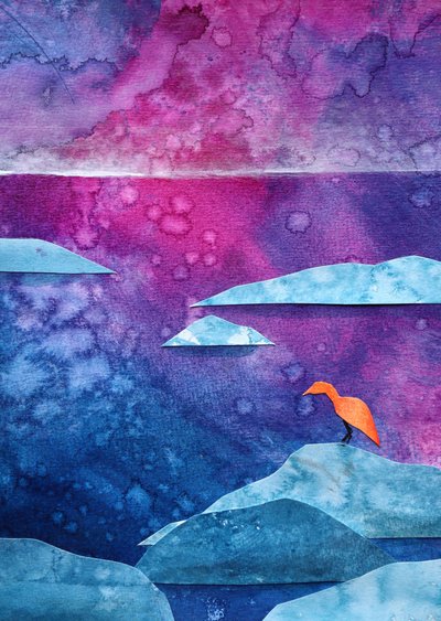 Träumerischer orangefarbener Vogel von Ania Witwitzka