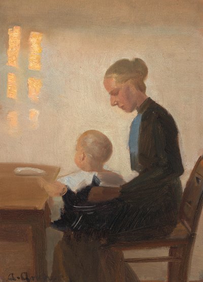 Ein Interieur mit Mutter und Kind von Anna Ancher