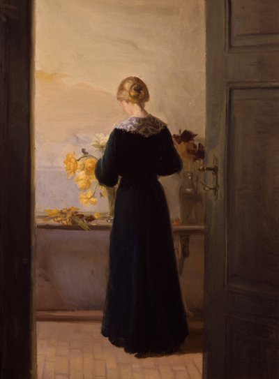 Mädchen arrangiert Blumen von Anna Kirstine Ancher