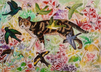 Tabby und die Vögel, 2019 von Anna Pugh