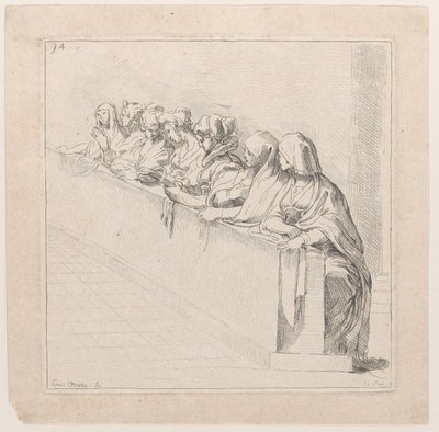 Sieben Frauen hinter einer niedrigen Mauer sitzend, 18. Jahrhundert von Anne Claude Philippe de Caylus