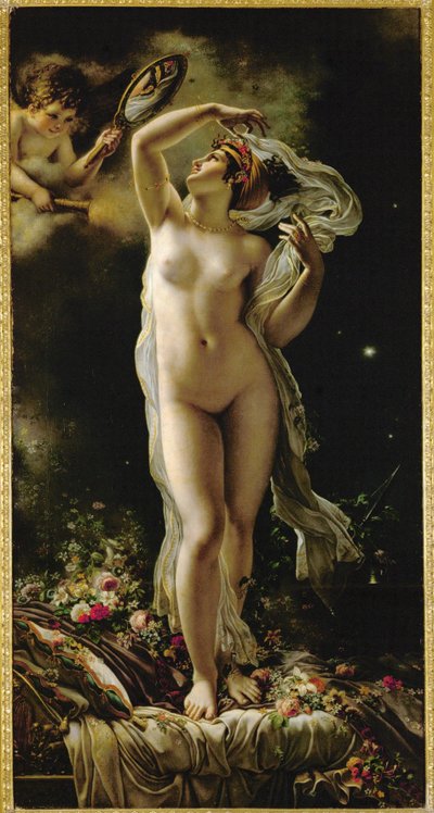 Danae, die sich im Spiegel betrachtet, gehalten von Amor von Anne Louis Girodet de Roucy-Trioson