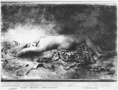 Nacktes junges Mädchen, das auf einer Tierhaut liegt von Anne Louis Girodet de Roucy Trioson