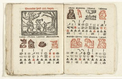 Seiten mit der Vorhersage für den Monat Dezember, 1712 von Anonymous