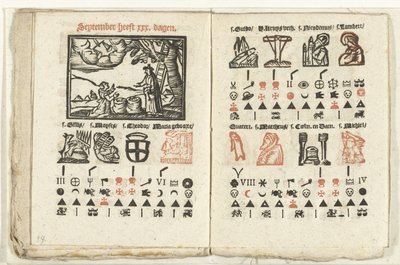 Seiten mit der Vorhersage für den Monat September, 1712 von Anonymous