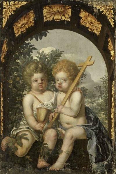 Christliche Allegorie mit zwei Kindern mit Kreuz und Kelch von Anonymous