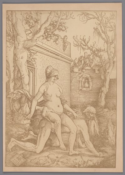 Fotoreproduktion des Holzschnitts Aristoteles und Phyllis von Hans Baldung Grien von Anonymous