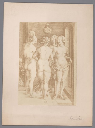 Fotoreproduktion eines Kupferstichs von vier nackten Frauen von Albrecht Dürer von Anonymous