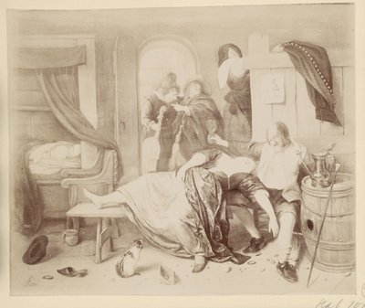 Fotoreproduktion des Gemäldes Das betrunkene Paar von Jan Steen von Anonymous