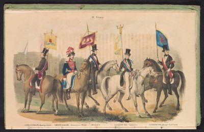 Kostüme und Fahnen der Ehrenwachen von Amsterdam, Delft und Leiden, 1840-1842 von Anonymous