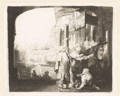 Petrus und Johannes heilen den Lahmen am Tempeltor von Anonymous