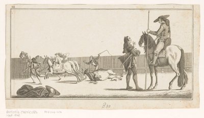 Picador und Matador nach dem Töten des Stiers (Sammlung der wichtigsten Manöver beim Stierkampf) von Anonymous