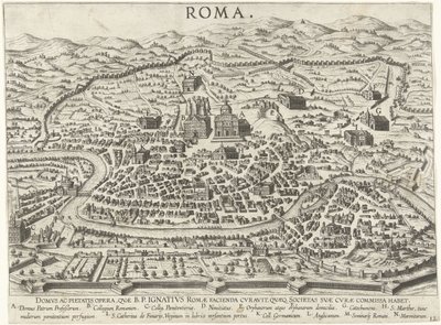 Stadtplan von Rom mit den Stiftungen von Ignatius von Loyola von Anonymous