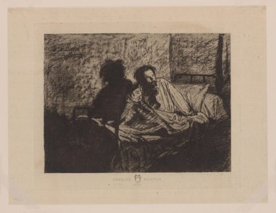 Porträt von Charles Meryon im Bett sitzend von Anonymous