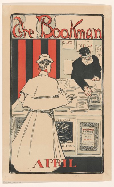 Werbeplakat für die April-Ausgabe 1896 der Zeitschrift The Bookman von Anonymous