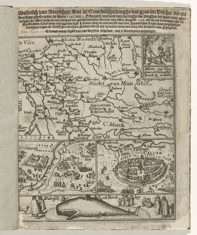 Titelblatt des Pamphlets: Walvisch von Berckhey (...) gestrandet ist Anno 1598. den 3. Februarij, 1599 von Anonymous