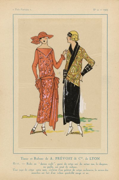Très Parisien, 1923, Nr. 2: Stoffe und Bänder von A. PRÉVOST & CIE von Anonymous