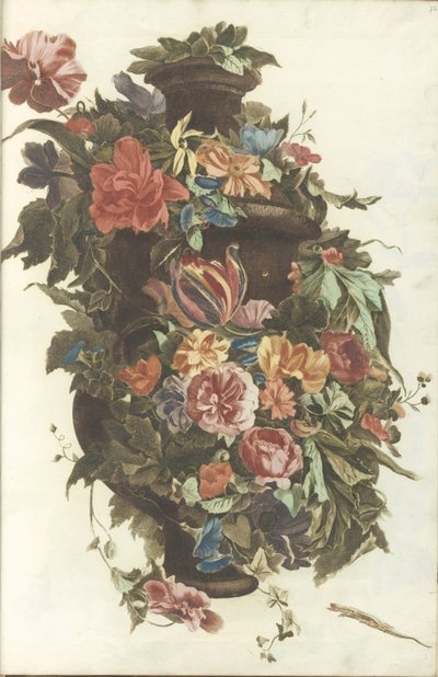 Vase umgeben von Blumengirlande von Anonymous