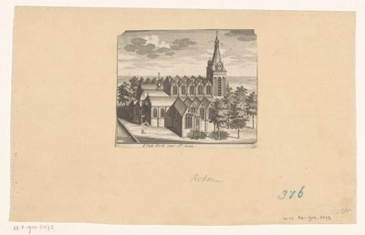 Vogelperspektive auf die Oude Kerk in Amsterdam, vor 1544 von Anonymous