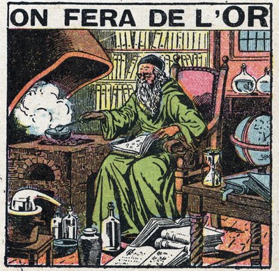 Alchemist des Mittelalters in seinem Labor, der versucht, Gold herzustellen von Anonymous Anonymous
