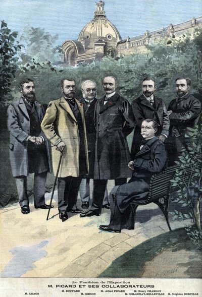 Alfred Picard, General-Kurator der Ausstellung von 1900 mit seinen Mitarbeitern Delaunay Belleville, Stephane Derville, Bouvard, Grison und Francois Arago von Anonymous Anonymous