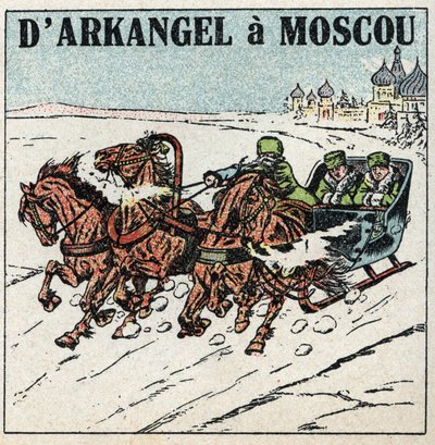 Tierzug: Von Archangelsk nach Moskau. Eine Troika in Russland. Anonyme Illustration von 1925. Private Sammlung. von Anonymous Anonymous