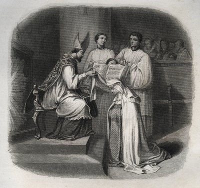 Selige Maria von der Menschwerdung (Jeanne Avrillot) (1566-1618) französische Mystikerin, die 1614 den Schleier der Karmelitin empfängt. Gravur von 1846 in 