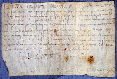 Urkunde von König Karl dem Großen (742-814), die die Abtei Saint Germain des Pres von der Steuer am 27.03.779 befreit. Paris, Nationalarchiv von Anonymous Anonymous