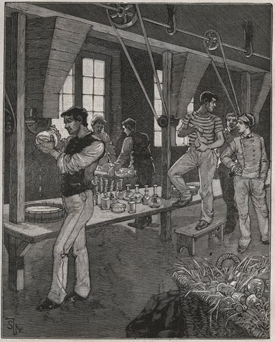 Werkstatt der Kristallgraveure in Frankreich im 19. Jahrhundert. Gravur aus 1885 in „Les arts et metiers illustres“ von Adolphe BITARD. von Anonymous Anonymous