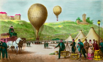 Abflug eines Ballonposten und Brieftauben während der Belagerung von Paris 1870, private Sammlung von Anonymous Anonymous