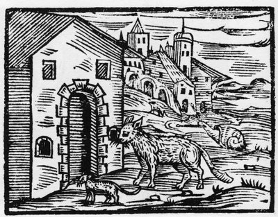 Teufel und Hexe verwandeln sich in Wolf und Katze - „Compendium Maleficarum“, behandelt Hexen, ihre Bosheit und ihre Zauberei von Francesco Maria Guazzo oder Guaccio oder Guaccius (15?? -16??) 1608 Private Sammlung von Anonymous Anonymous