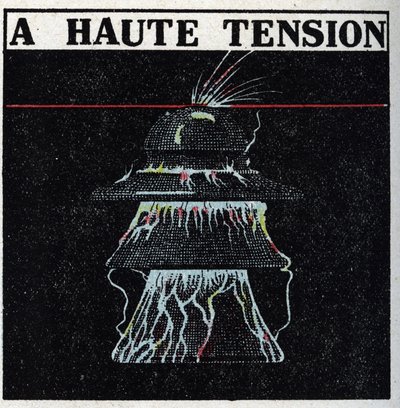 Elektrische Leitungen: Hochspannungsleitung. Anonyme Illustration von 1925. Private Sammlung. von Anonymous Anonymous