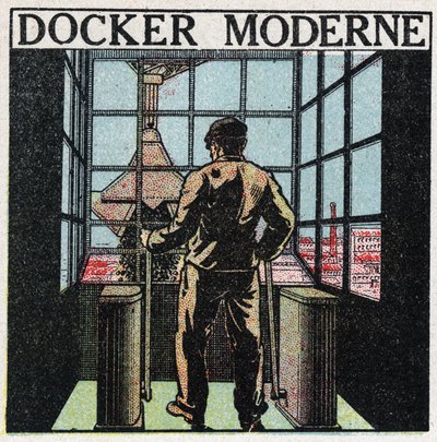 Elektrische Werkzeuge: moderner Docker (1920er Jahre). Anonyme Illustration von 1925. Private Sammlung. von Anonymous Anonymous