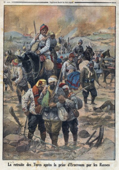 Erster Weltkrieg 1914-1918. Der Rückzug der Türken nach der Einnahme von Erzerum durch die Russen. In „Le Petit Journal“, am 27.02.1916. Private Sammlung von Anonymous Anonymous