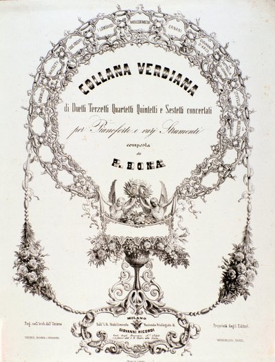 Frontispiz einer Sammlung von Partituren von Giuseppe Verdi von Anonymous Anonymous