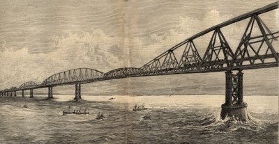 Internationales Brückenprojekt über den Ärmelkanal zwischen Calais und Folkestone - 1890 - Gravur 1890 von Anonymous Anonymous
