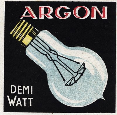 Neue Gaseigenschaften: Argon wird verwendet, um eine Halbwatt-Glühbirne zu füllen. Anonyme Illustration von 1925. Private Sammlung. von Anonymous Anonymous