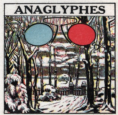 Fotografie: Ein Anaglyph ist ein Bild, das mit zweifarbigen Brillen in Relief gesehen wird. Anonyme Illustration von 1925. Private Sammlung. von Anonymous Anonymous