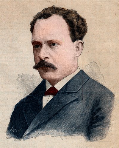Porträt von Eugène Turpin (1848-1927), Chemiker, spezialisiert auf Sprengstoffe. Gravur in „Le petit Parisien“ von 1891. Private Sammlung. von Anonymous Anonymous