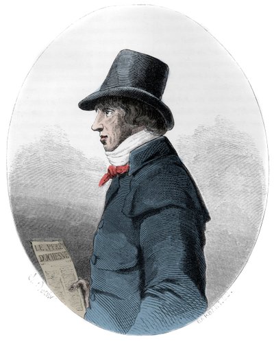 Porträt von Jacques-Rene Hebert (1757-1794), französischer Journalist und Politiker - Porträt von Jacques Rene Hebert (1757-1794) französischer Journalist und Politiker - Gravur von 1863 in „The Red Book - Histoire De L
