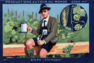 Produktionen rund um die Welt: Bier in Deutschland. Chromolithographie von 1933 im „Joseph-Milliat Album“ von Anonymous Anonymous