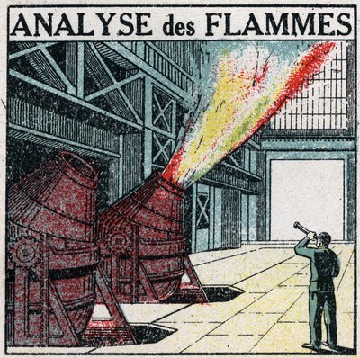 Spektralanalyse: Flammenanalyse. Anonyme Illustration von 1925. Private Sammlung. von Anonymous Anonymous